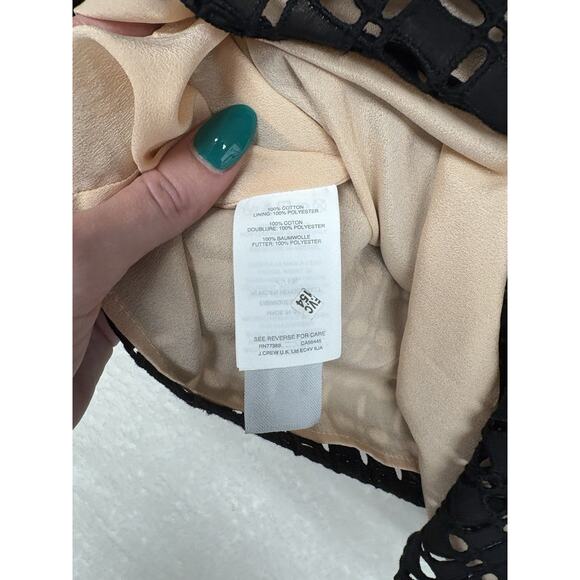 J. Crew One Shoulder Blouse Black Eyelet Nude Lined Top Women’s 4 NWT - Picture 11 of 14